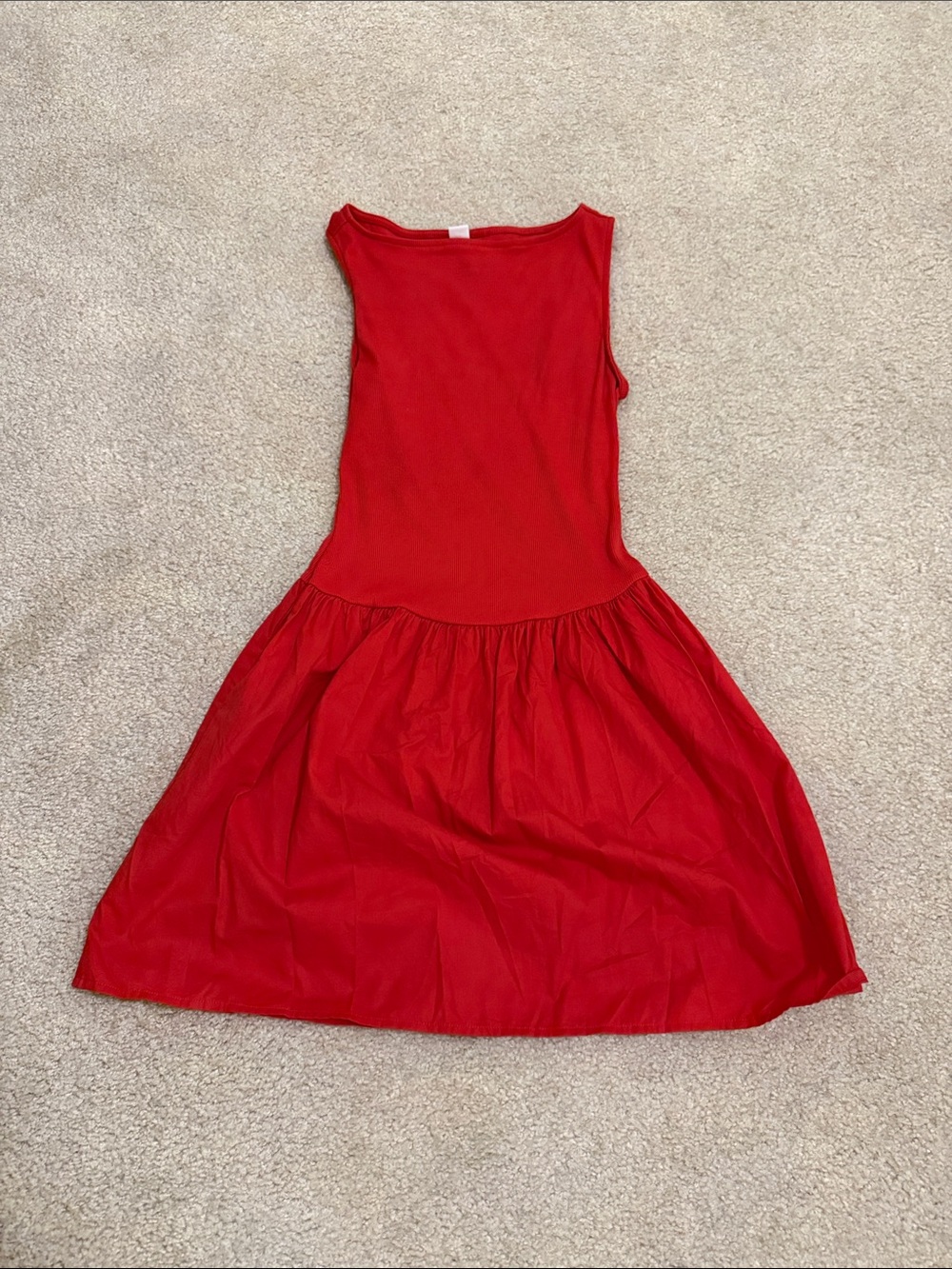 Mixed media red mini dress